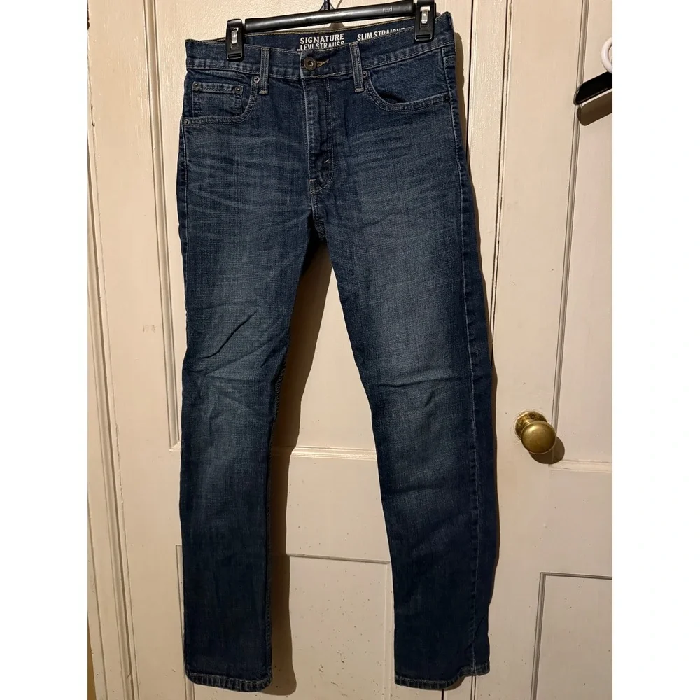 Signature by Levi‎ Strauss Slim Straight Dark Wash Jeans Mens W30 L32